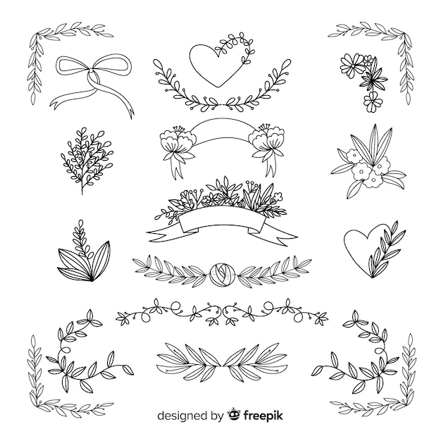 Hand Drawn Wedding Ornament Collection – Free Download