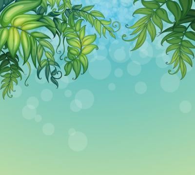 A Beautiful Blue Background with Green Leafy Plants – Free Download