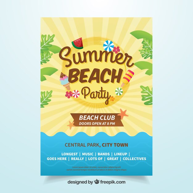 Decorative Summer Elements for Party Leaflet – Free Download