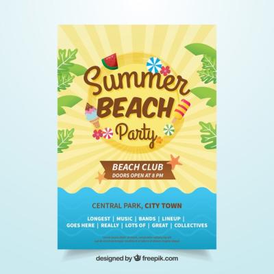 Decorative Summer Elements for Party Leaflet – Free Download