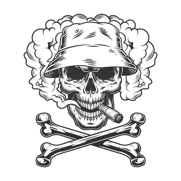 Skull in Panama Hat Smoking Cigar – Free Stock Photo for Download