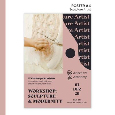 Vertical Poster Template for Sculpture Workshop – Free Download