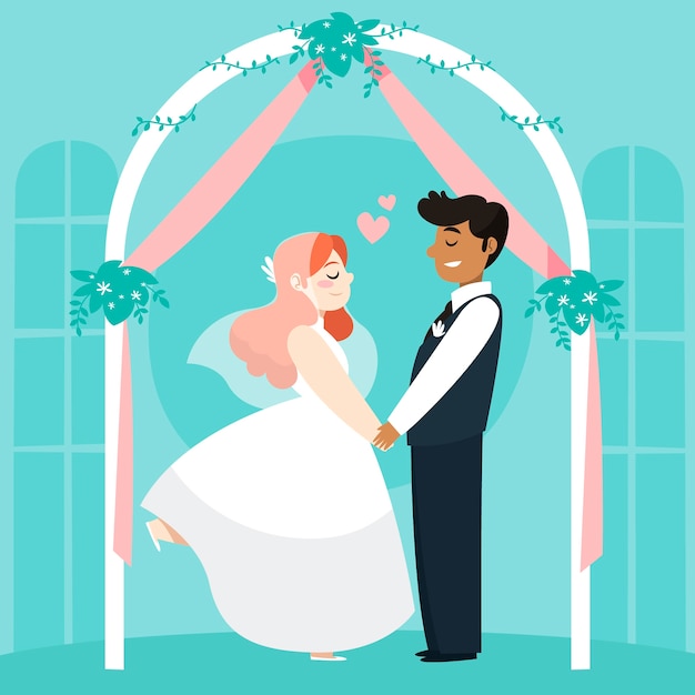 Bride and Groom Wedding Vector Template – Free Download