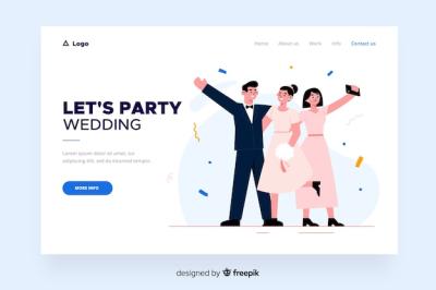 Flat Design Wedding Landing Page – Free Download