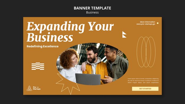 Horizontal Banner Template for Creative Business Solutions – Free Download