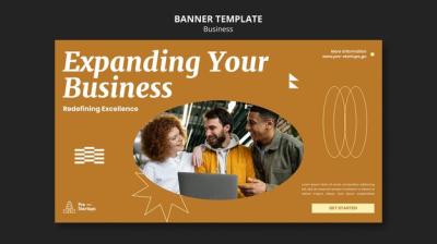 Horizontal Banner Template for Creative Business Solutions – Free Download