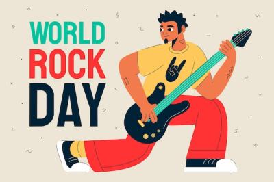 Flat World Rock Day Background Featuring Guitar Player – Free Download