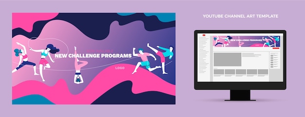 Hand Drawn Fitness YouTube Channel Art – Free Download