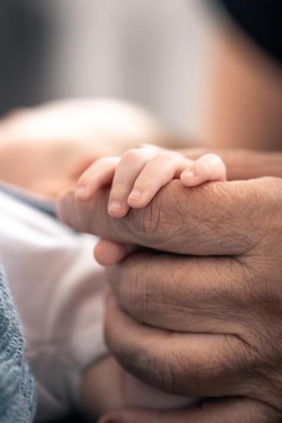 Close-Up of Senior and Baby Hands – Free Download