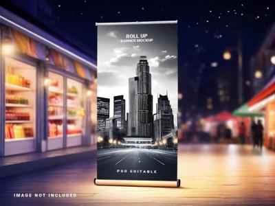 PSD Roll Up Banner Mockup for Creative Projects – Free to Download