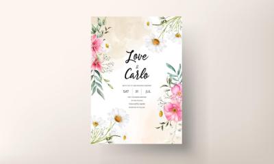 Watercolor Pink Floral Invitation Card Template – Free Download or Download Free Stock Photo