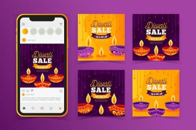 Diwali Sale Instagram Post Collection – Free Download Stock Photos