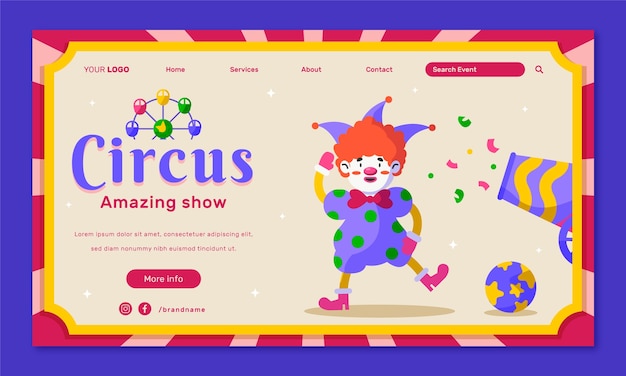 Hand Drawn Circus Show Landing Page – Free Download