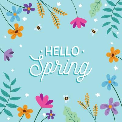 Hello Spring Lettering Concept – Free Download