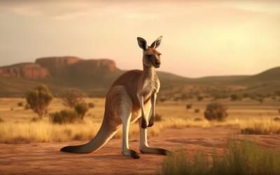 Kangaroo in a Nature Background: AI Generated Animal Wildlife – Free Download