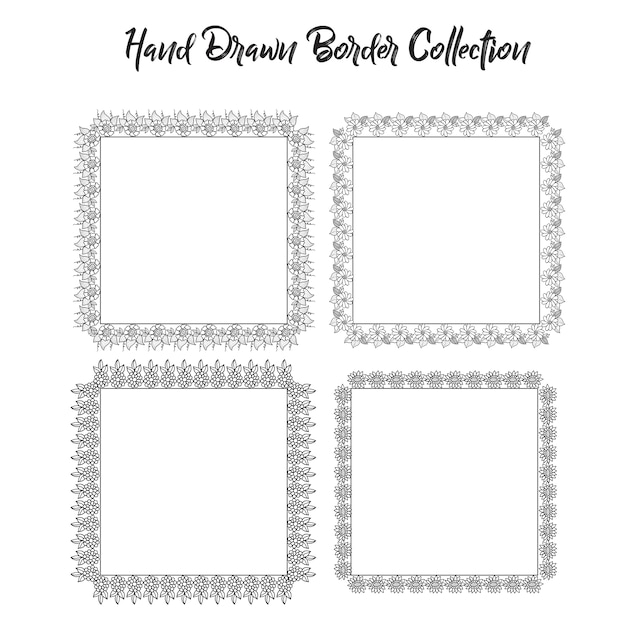 Hand Drawn Black and White Frames Collection – Download Free Stock Photo