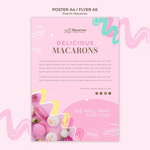 Delicious French Macarons Poster Template – Free Download