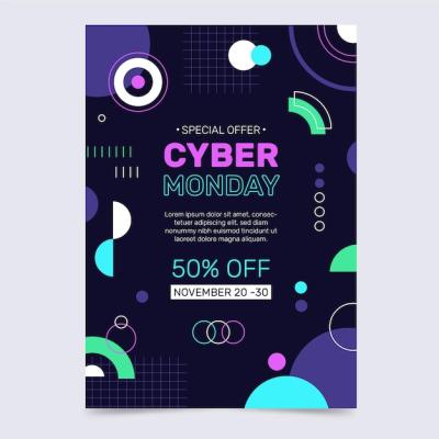 Flat Cyber Monday Vertical Poster Template – Free Download