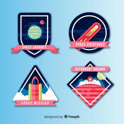 Lovely Space Badge Collection in Flat Design – Free Download