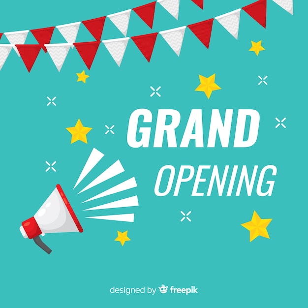 Grand Opening Background Flat Design – Free Download