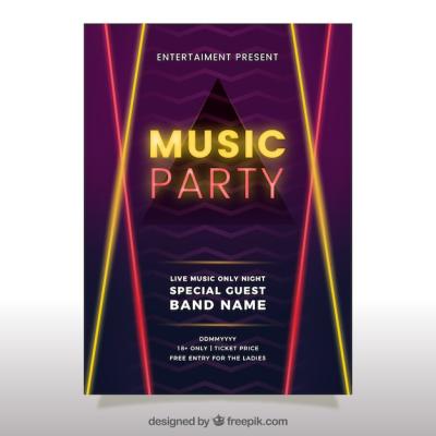 Neon Party Poster with Triangle – Free Download