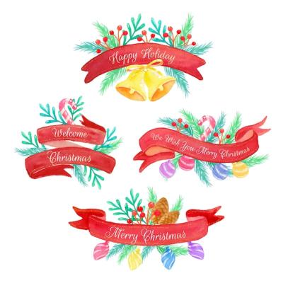 Watercolor Christmas Ribbon Pack – Free Download