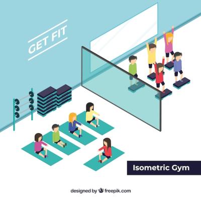 Isometric Style Gym Center Background – Free Download