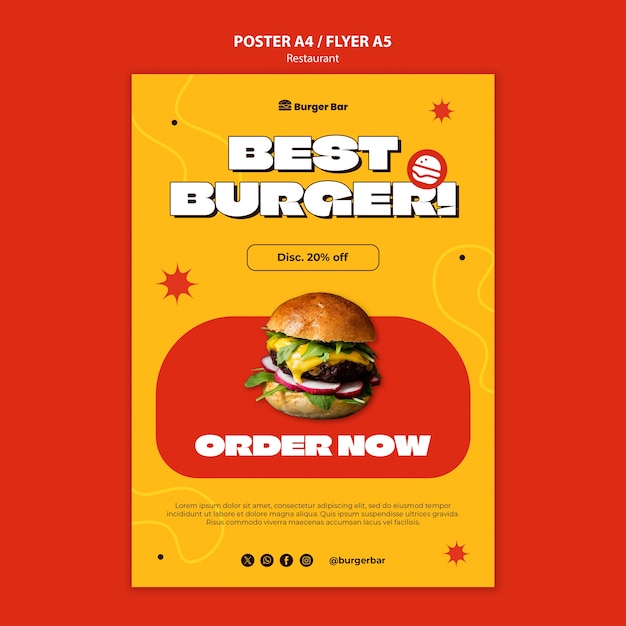 Delicious Food Restaurant Poster Template – Free Download