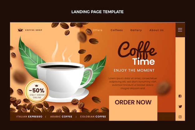 Realistic Coffee Shop Template – Download Free Stock Photo