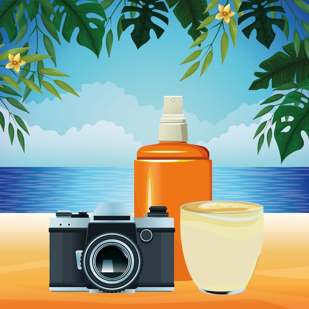 Cartoon Summer Beach and Vacation – Free Download