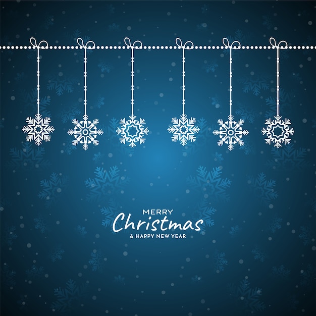 Merry Christmas Festival Snowflakes on Blue Background – Free Download