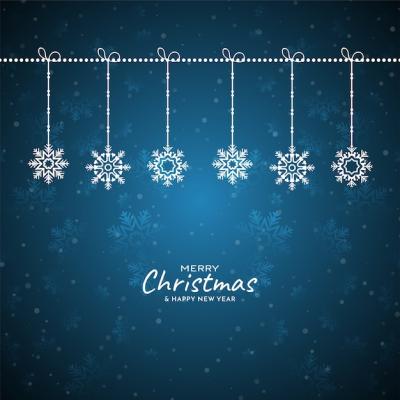 Merry Christmas Festival Snowflakes on Blue Background – Free Download