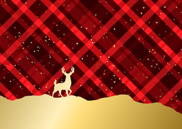 Christmas Background Featuring Gold Deer on Plaid Design – Free Stock Photo for Download