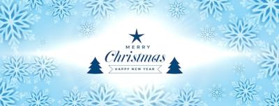 Merry Christmas Blue Snowflakes Stylish Banner Design Vector – Free Download