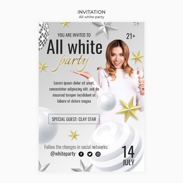 All White Party Template Design – Free Download