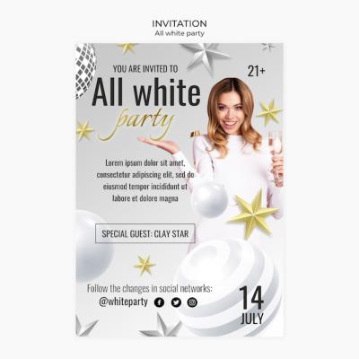 All White Party Template Design – Free Download