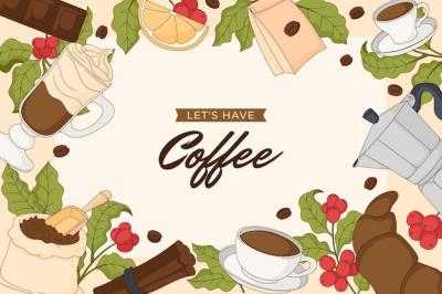 Hand Drawn Background for International Coffee Day – Free to Download