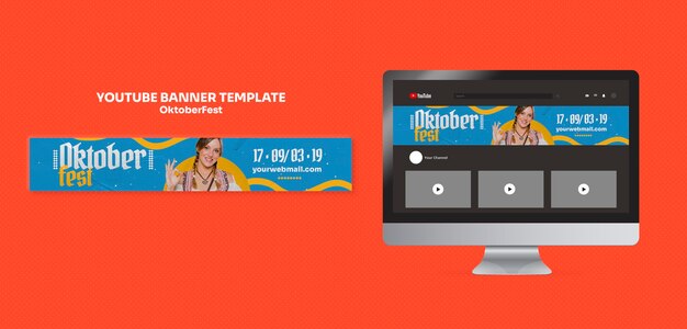 Oktoberfest Celebration YouTube Banner Template – Free to Download