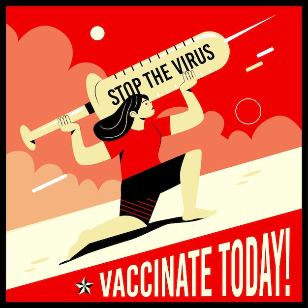 Flat Vaccination Campaign Illustration – Free Download