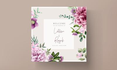 Beautiful Purple Flower Watercolor Invitation Card Template – Free Download