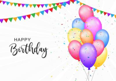 Happy Birthday Celebration on Realistic Balloons Card Background – Free Download