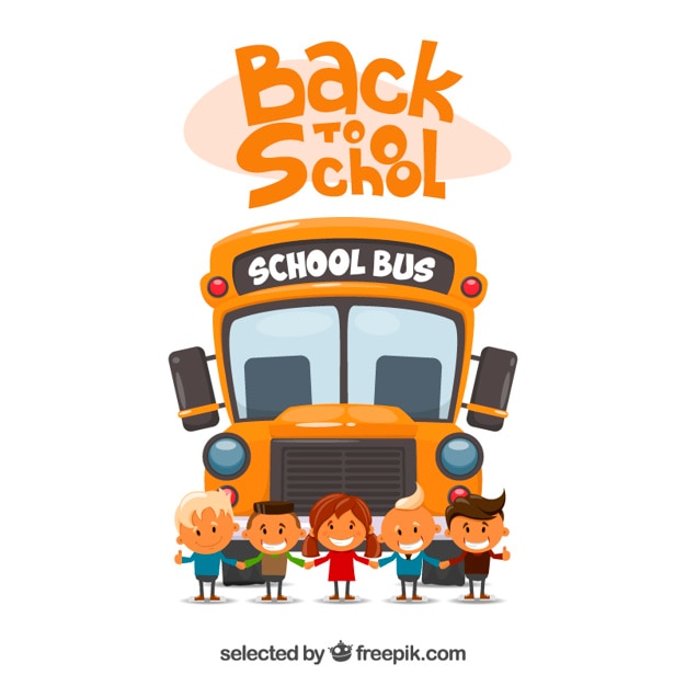 Back to School Illustration Featuring a School Bus – Free Download