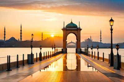 A Stunning Mosque at Sunset: Free Stock Photo to Download