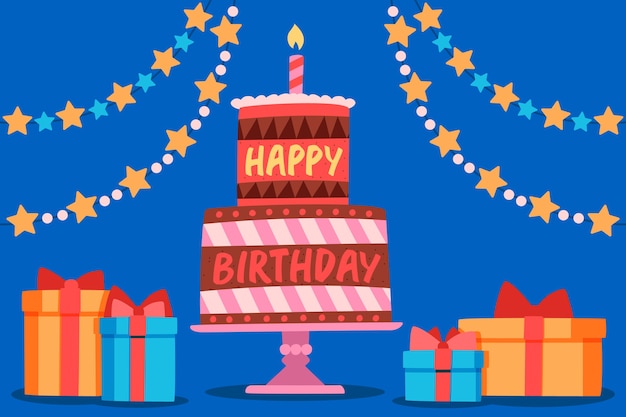 Hand-Drawn Birthday Background Design – Free Download