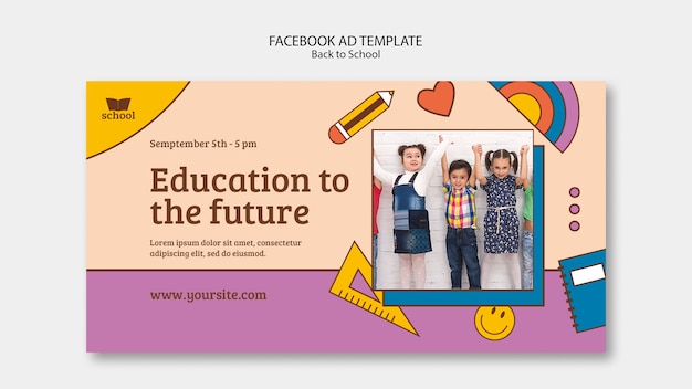 Back to School Social Media Promo Template Featuring School Supplies – Free Download