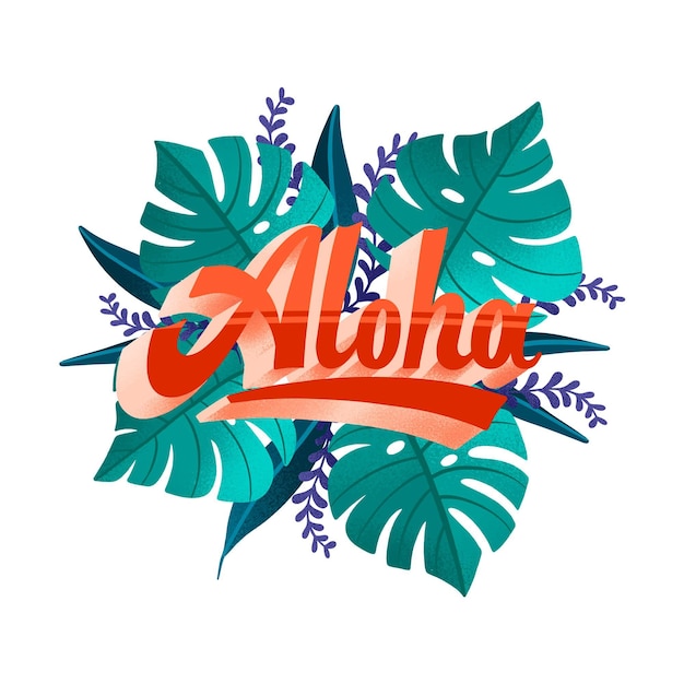 Tropical Lettering with Leaves and Flowers – Free Download