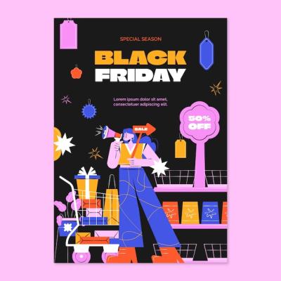 Flat Vertical Poster Template for Black Friday Sales – Free to Download