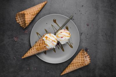 Delicious Top View of Ice Cream Cones on a Plate – Free Stock Photo, Download for Free