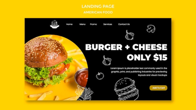 American Food Landing Page Design – Free Download