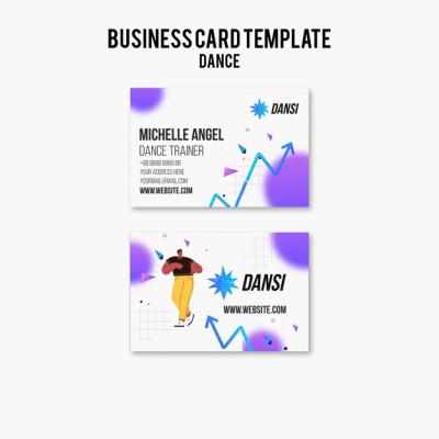 Horizontal Business Card Template for Dance Studio Lessons – Free Download